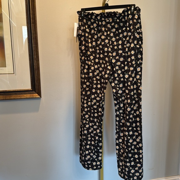 Derek & Heart Floral daisy Black Pants with Drawstring NWT 1X - Picture 6 of 11